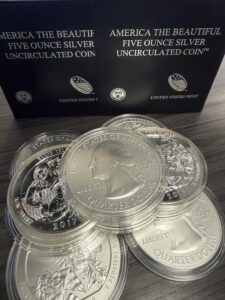 A pile of silver bars.